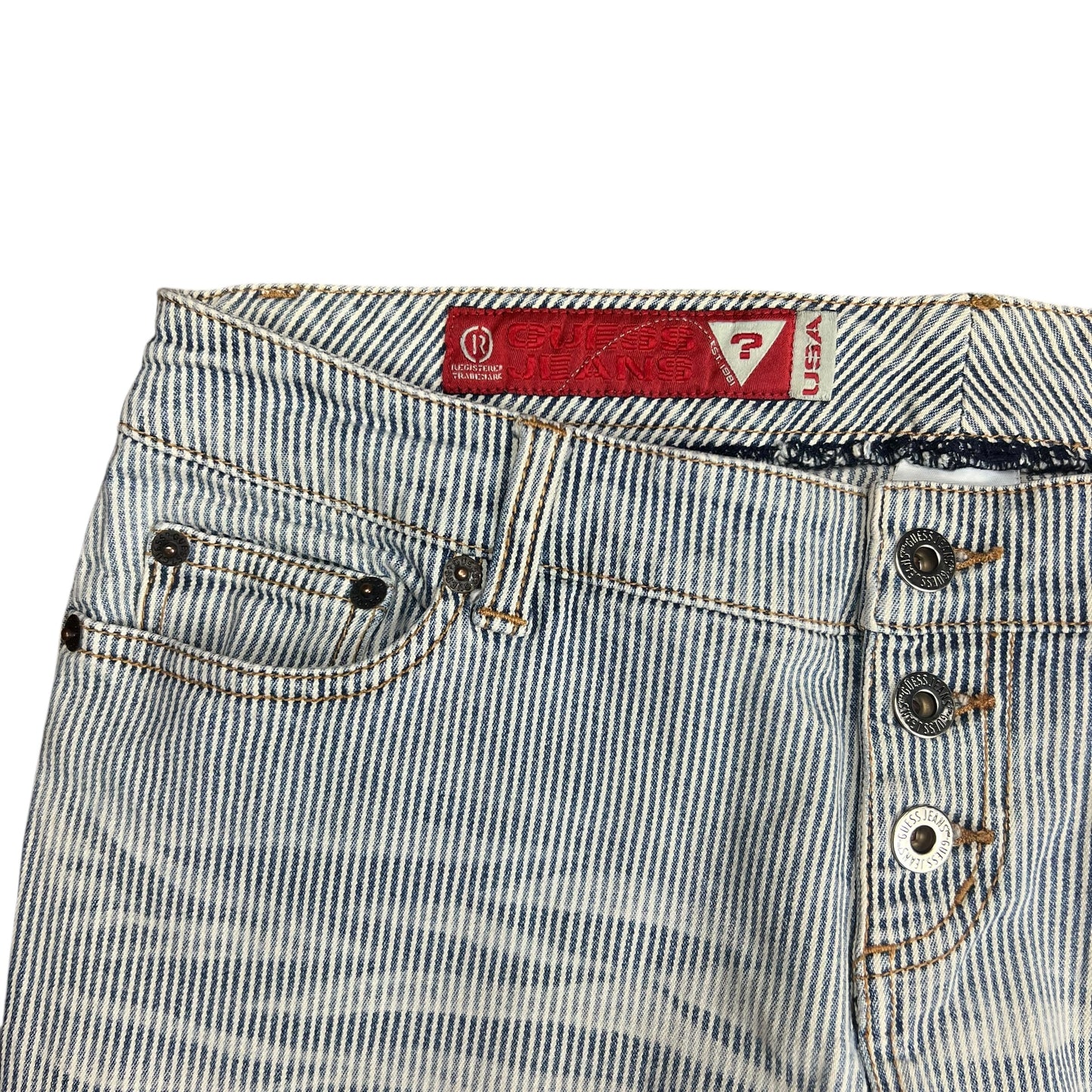 Guess Stripped Low Rise Flared Jeans - 30"