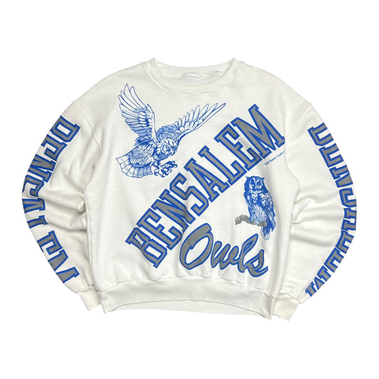 Bensalem Owls All Over Print Collegiate Crewneck Sweatshirt - M￼