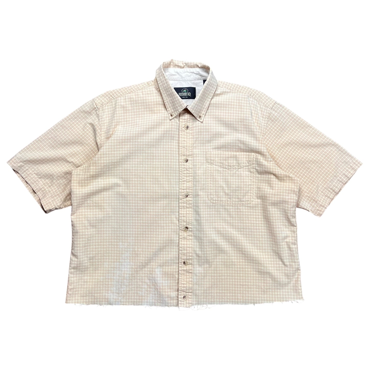 Red Head Plaid Cropped Button-up Shirt - L