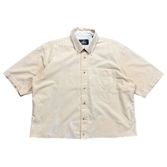 Red Head Plaid Cropped Button-up Shirt - L