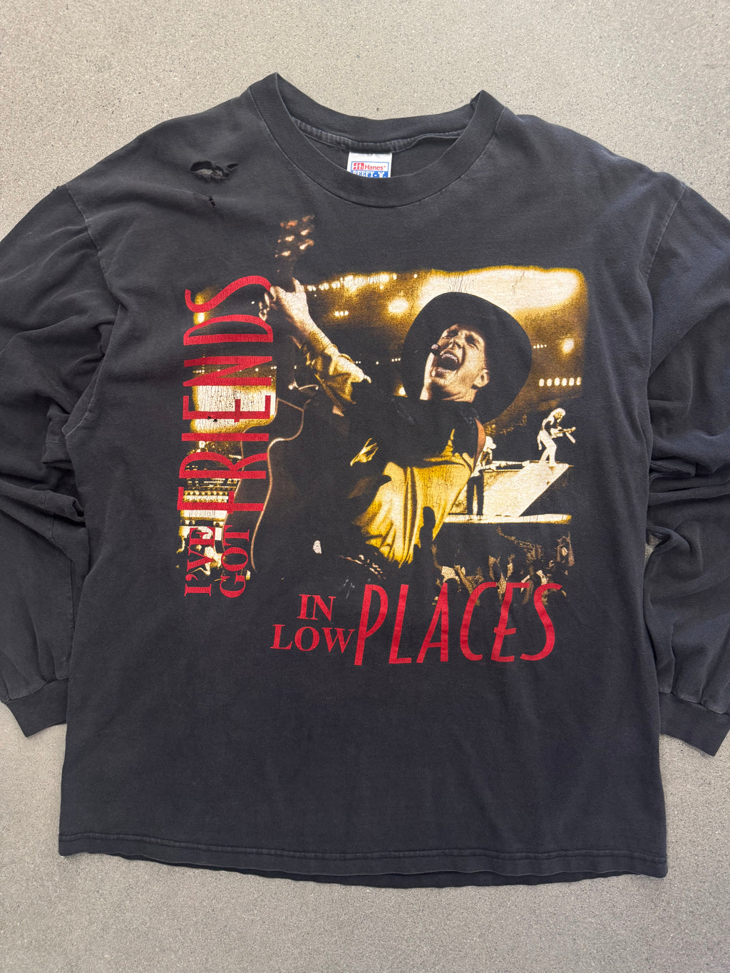 Ausgeblichenes 1996 Garth Brooks I’ve Got Friends In Low Places Langarm Tour Shirt – XL