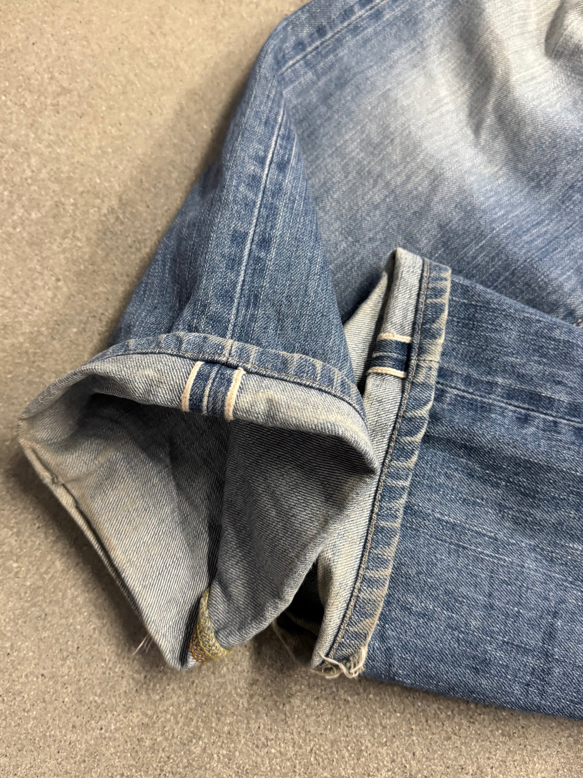 Faded & Distressed Edwin 505X Selvedge Jeans - 34"