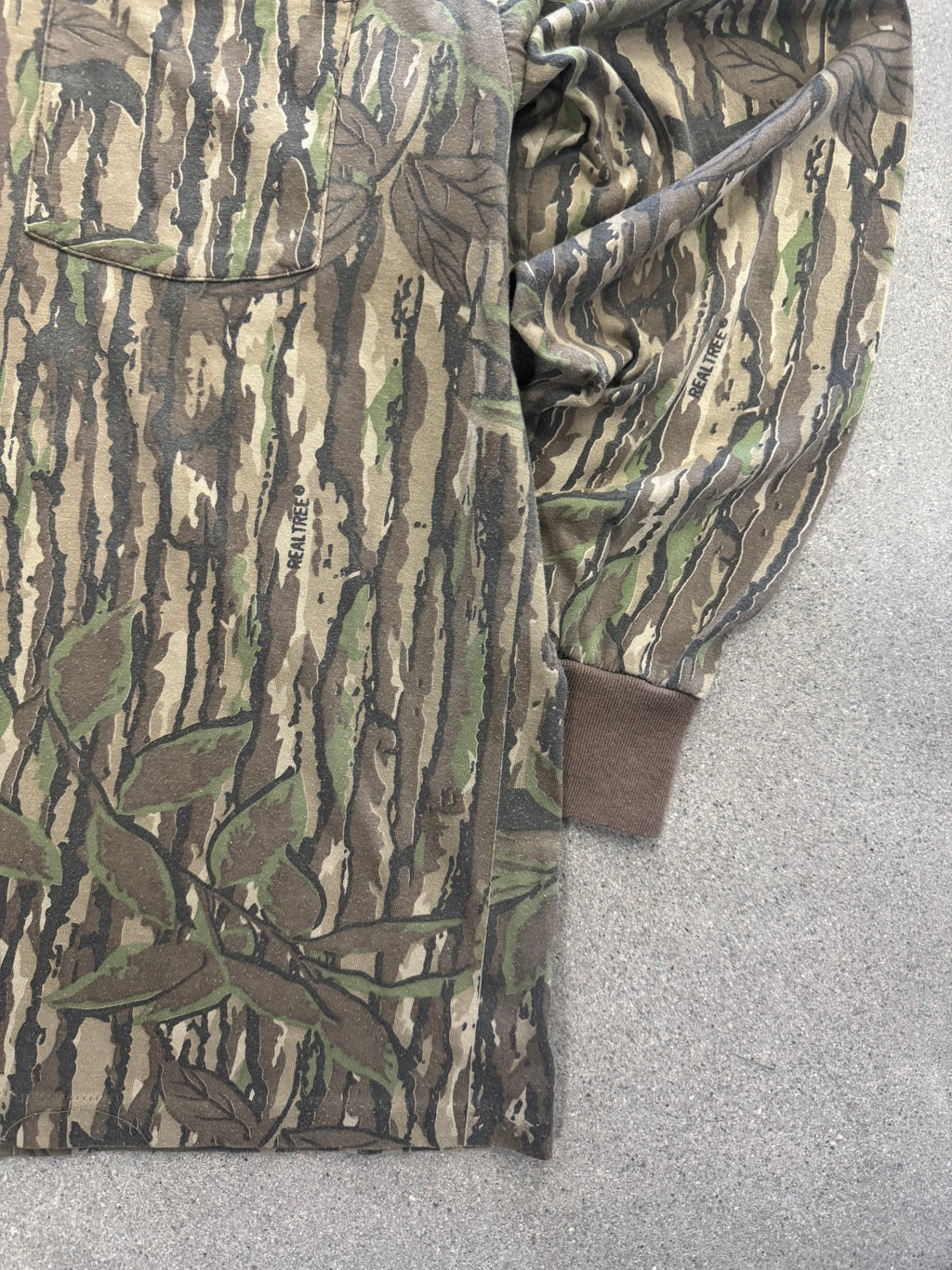 Realtree Bark Camo Langarm-Hemd mit Tasche - L