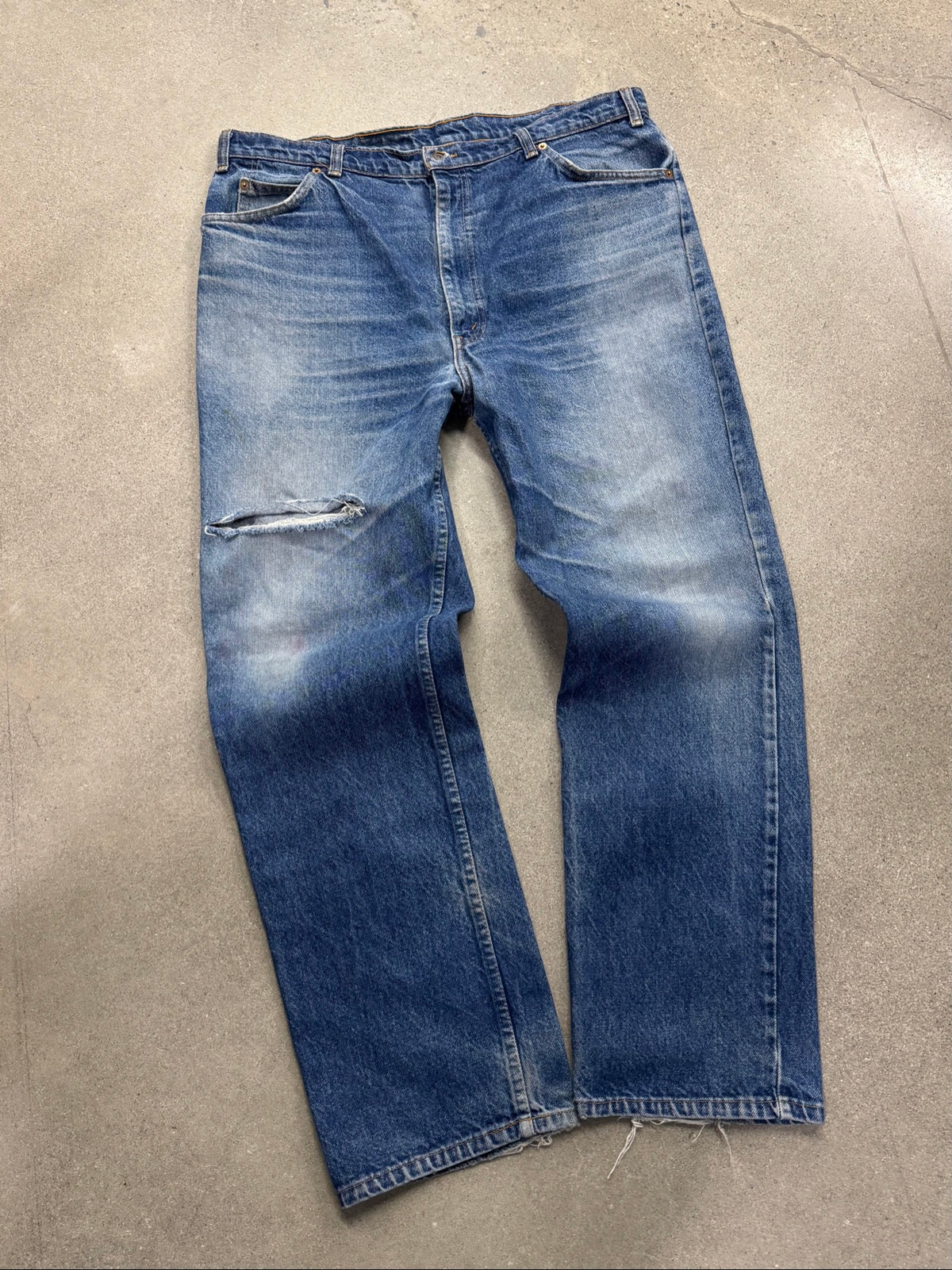 Faded & Distressed Levi's 619 Orange Tab Jeans - 37"
