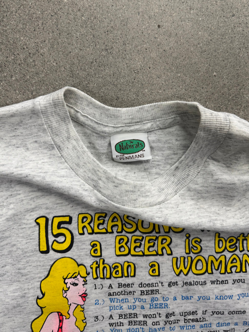 1990 15 Reasons Why Beer Is Better Parody T-Shirt - L