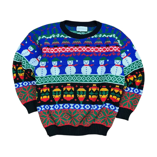 Jessica Roberts Snowman Christmas Knit Sweater - S