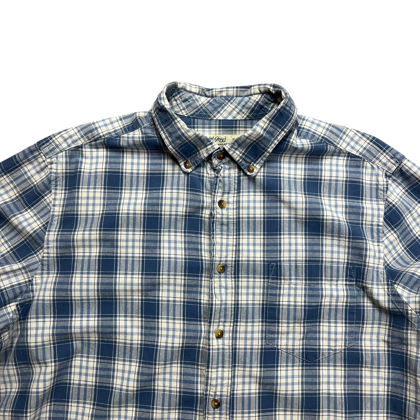 Faded Glory Cropped Plaid Long-sleeve Shirt - L