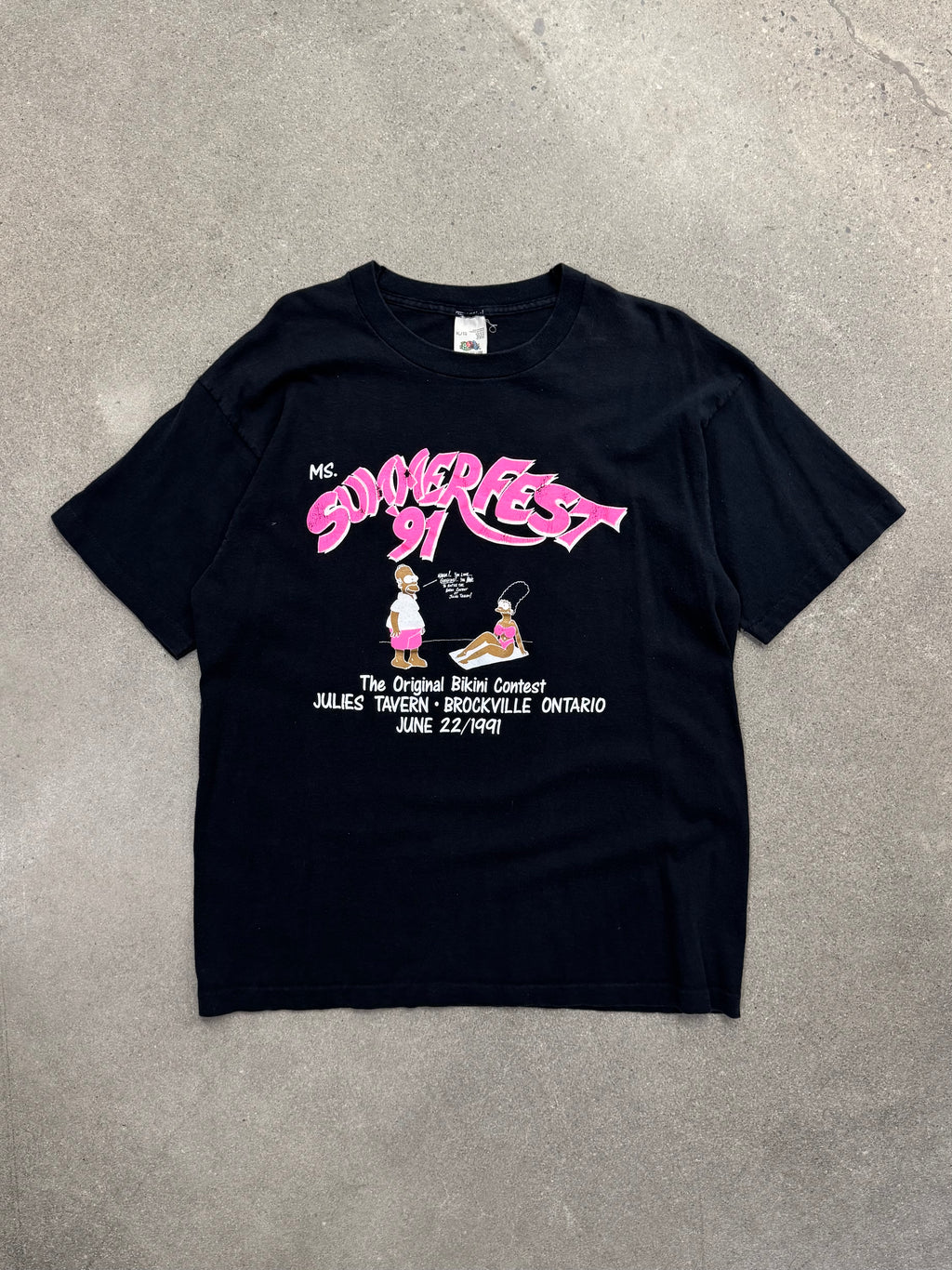 1991 Ms. Summer Fest Black Simpsons Bikini Contest T-Shirt - XL