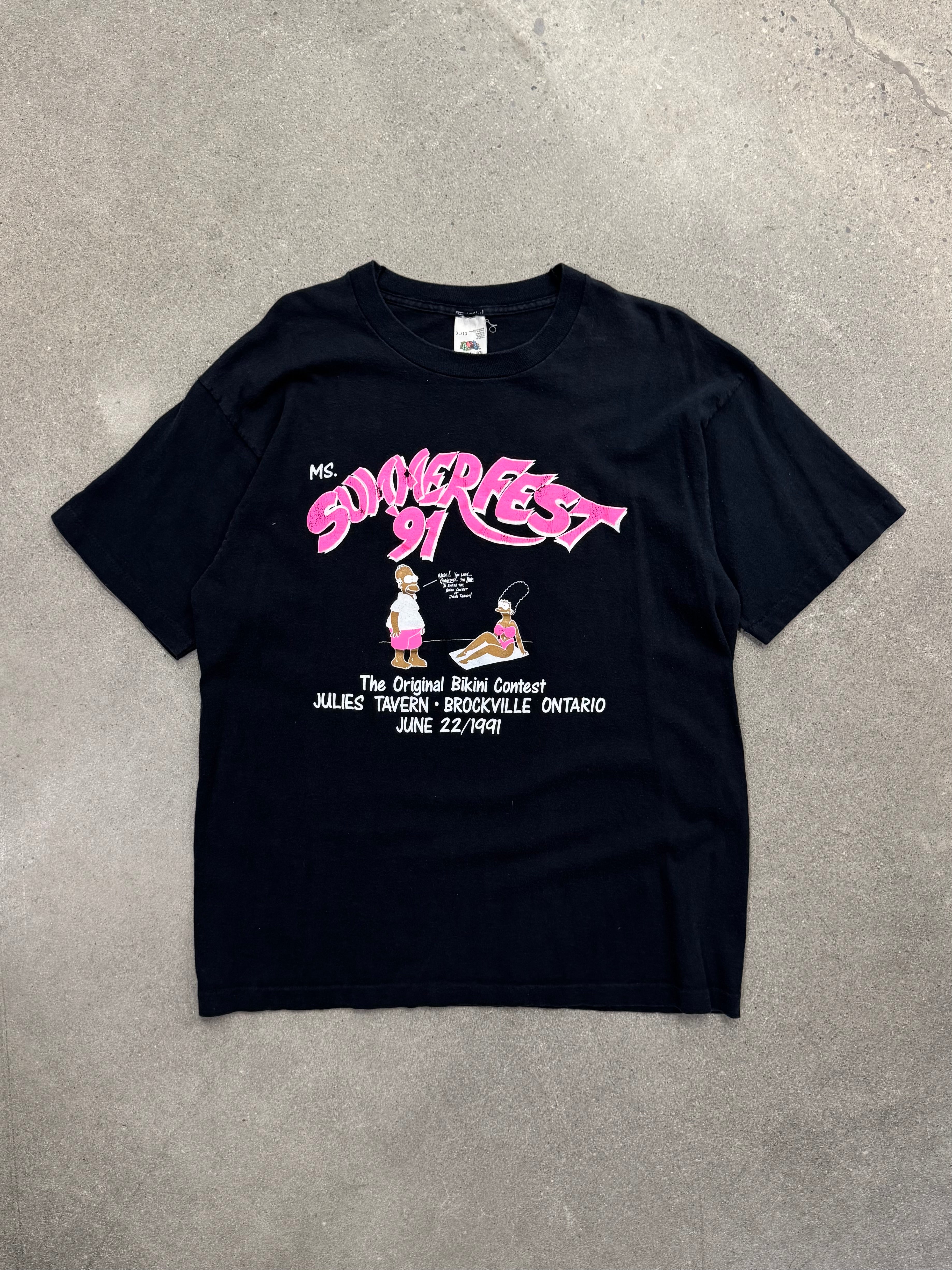 1991 Ms. Summer Fest Black Simpsons Bikini Contest T-Shirt - XL