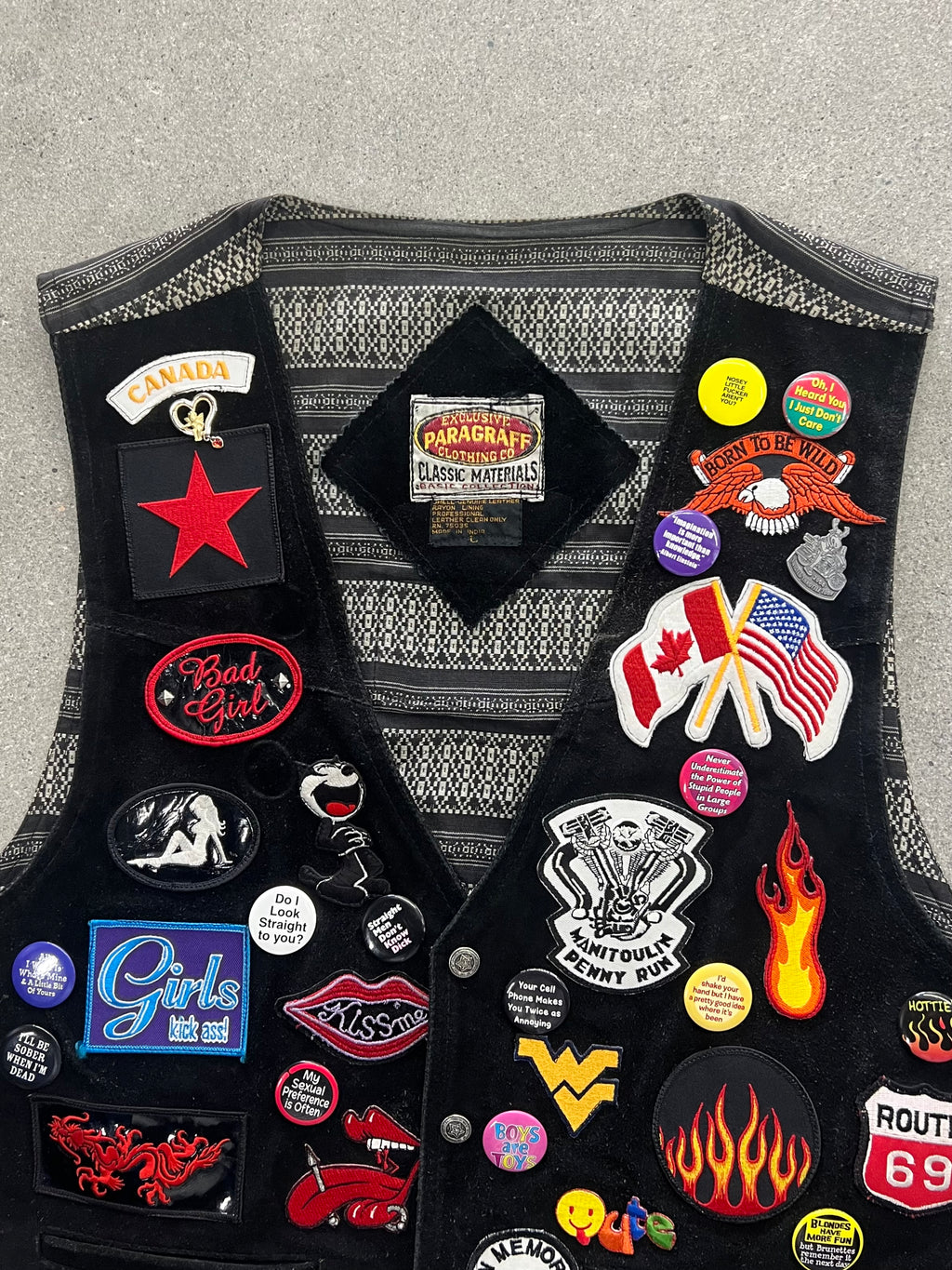 Patches & Pins Leather Biker Vest - L
