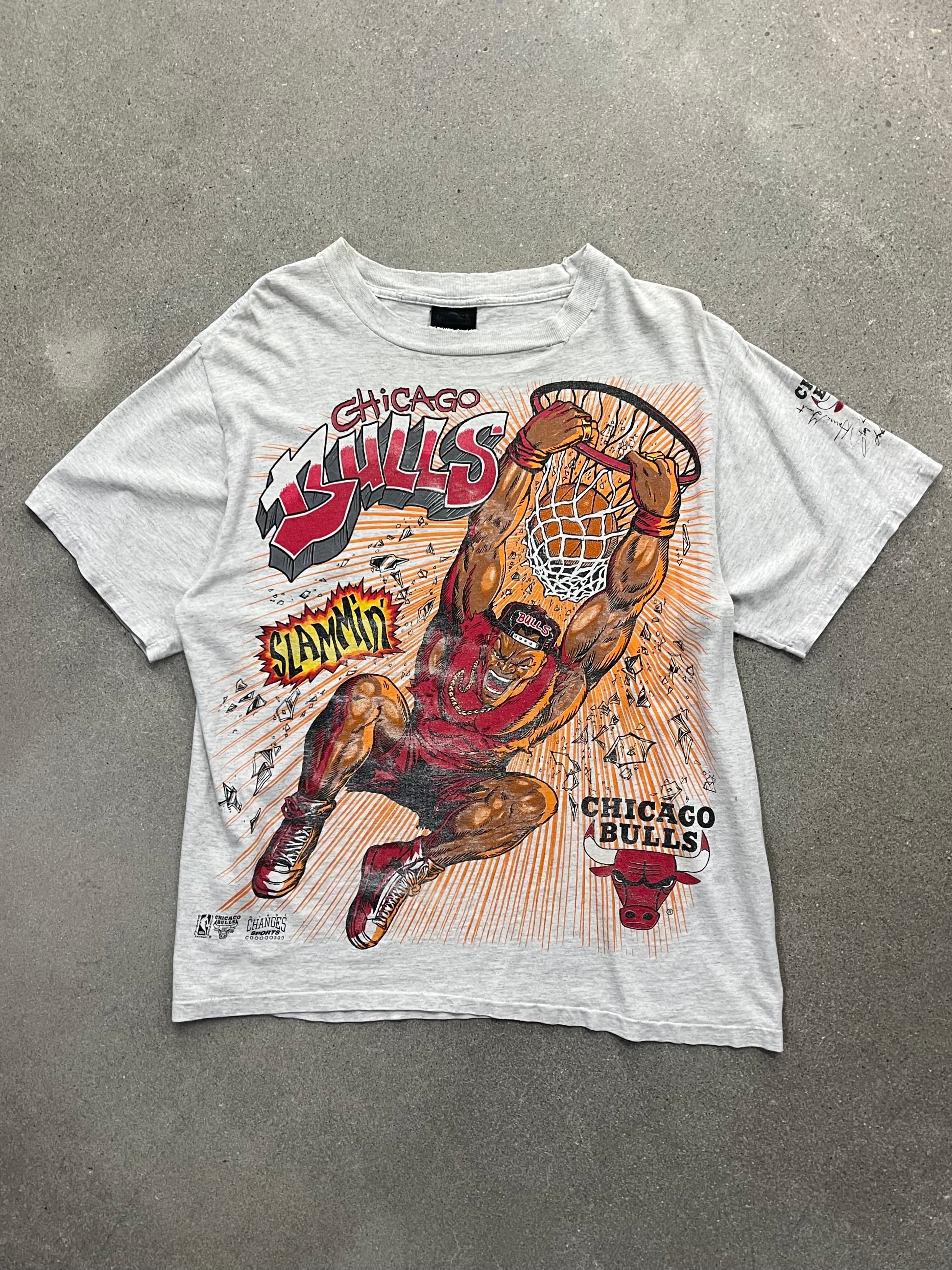 1994 Chicago Bulls Animated Slam Dunk NBA T-Shirt - L
