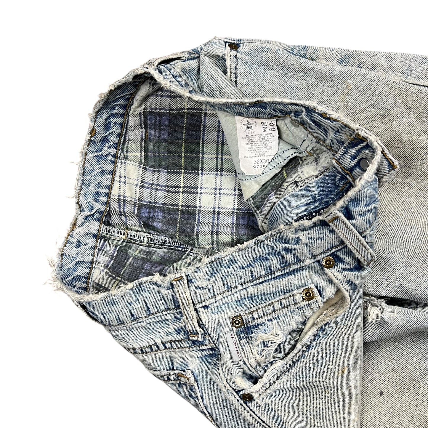 Carhartt Distressed Blanket Lined Light Wash Jeans - 31"