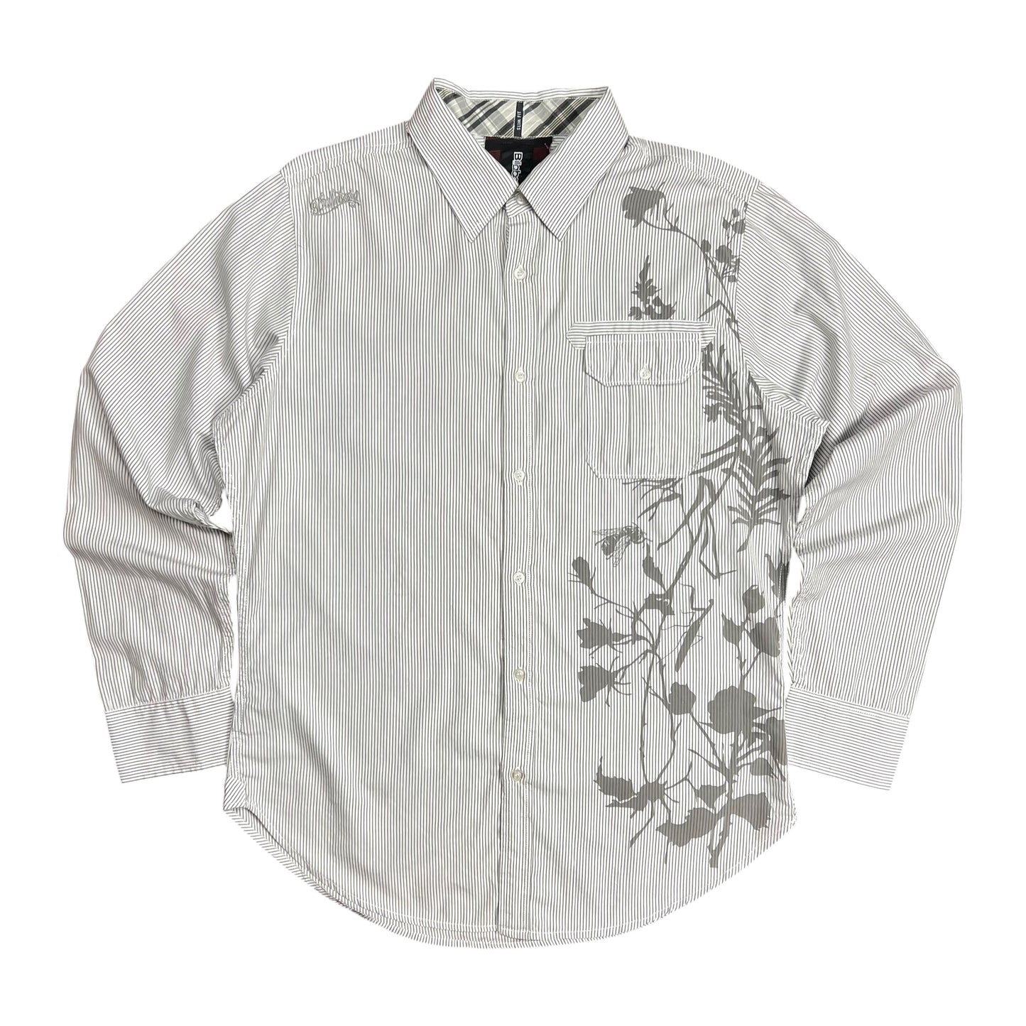Billabong Flower Print Striped Button-up Shirt - XL