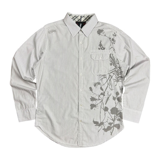 Billabong Flower Print Striped Button-up Shirt - XL