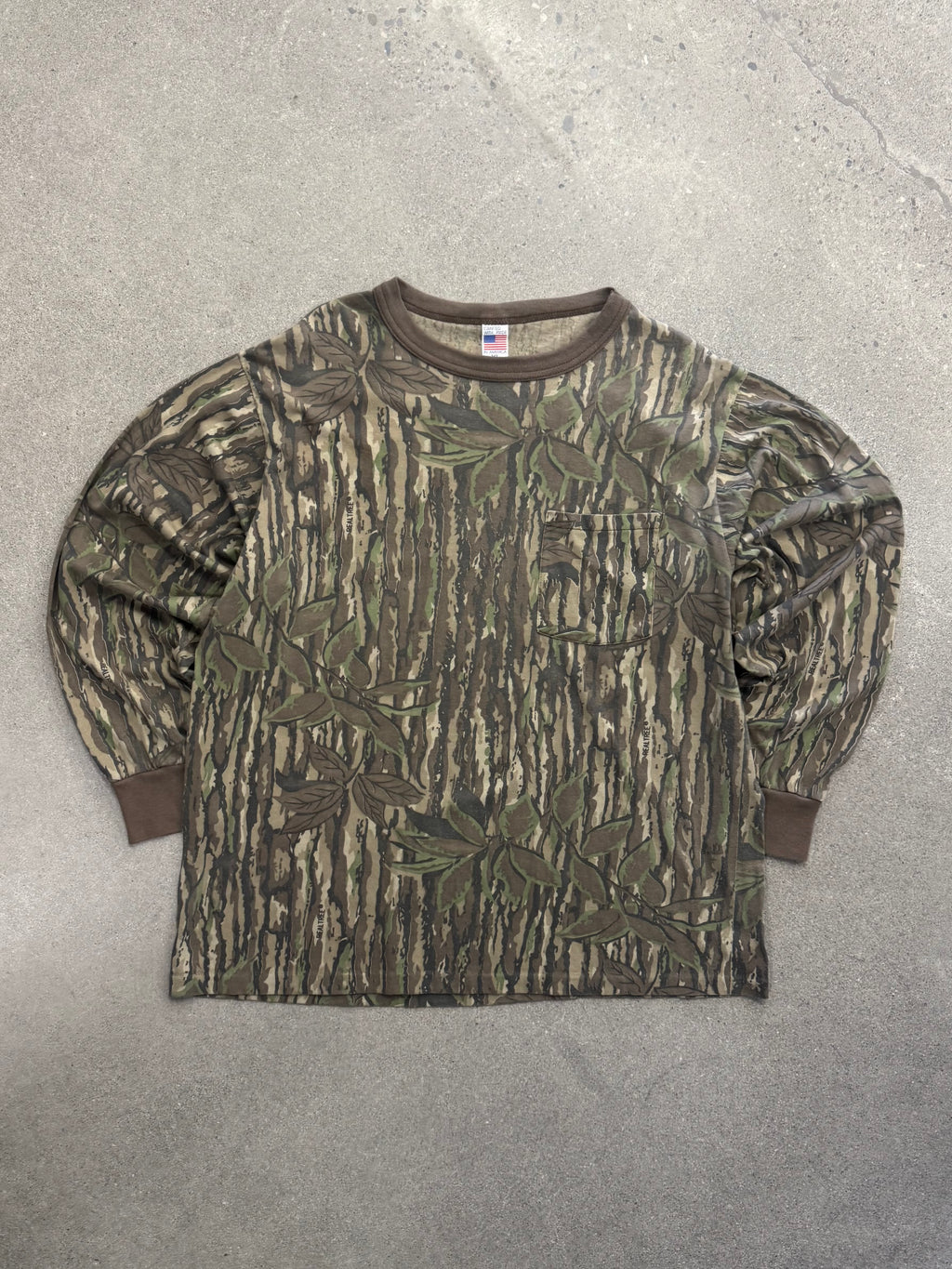 Realtree Bark Camo Langarm-Hemd mit Tasche - L