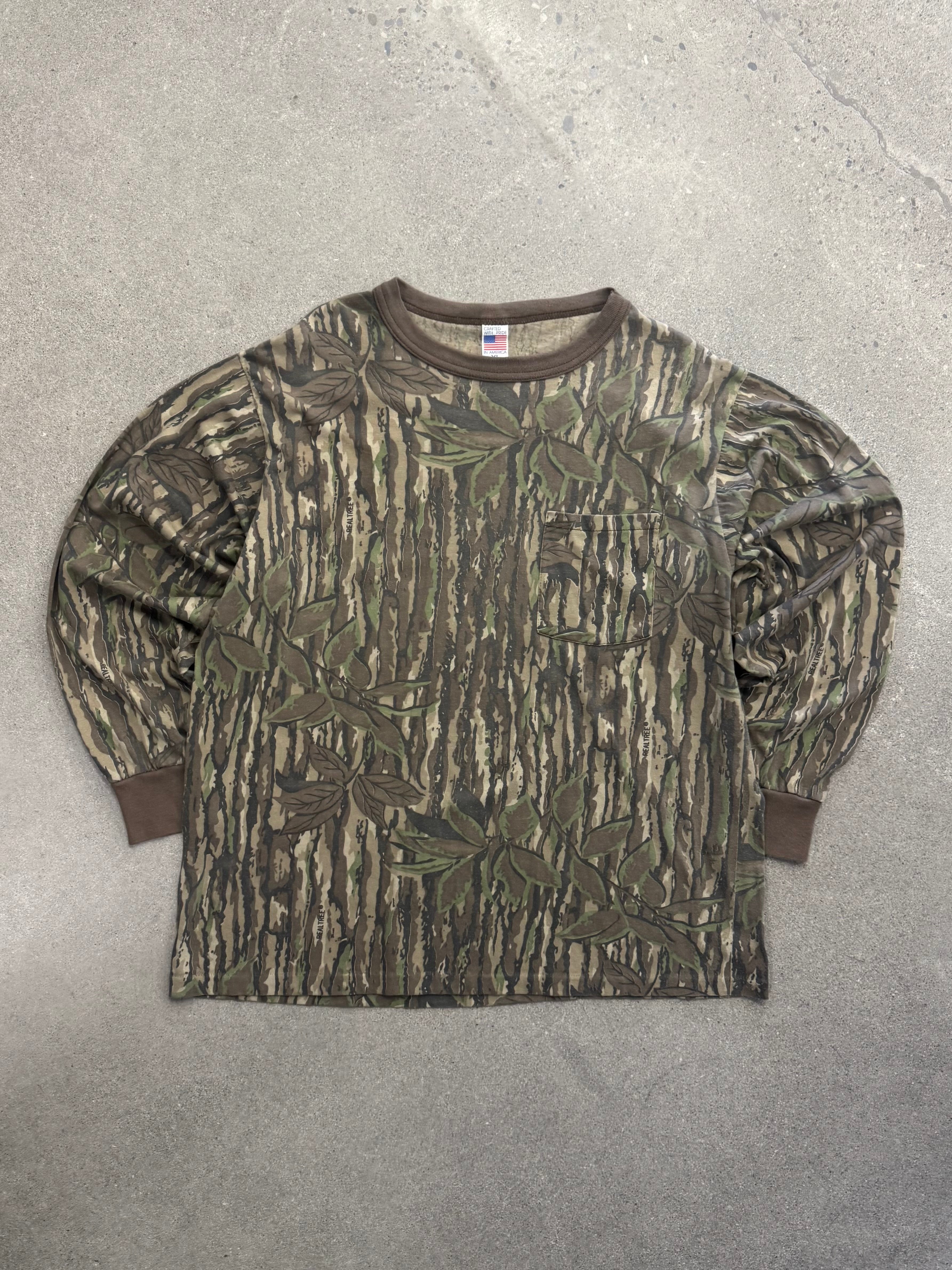 Realtree Bark Camo Langarm-Hemd mit Tasche - L