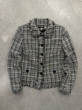 Karl Lagerfeld Bouclé Tweed Fringe Blazer - M