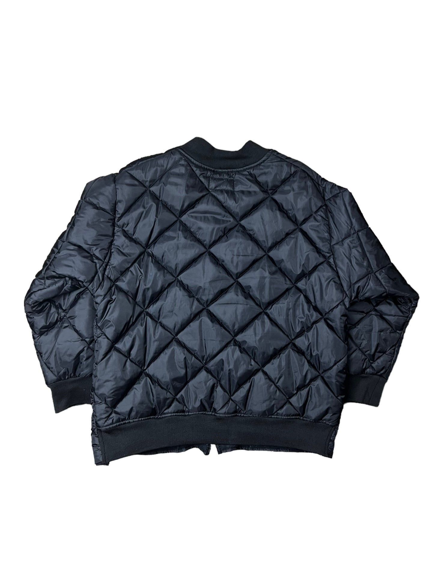 Black Quilted Army Bomber Jacket - L