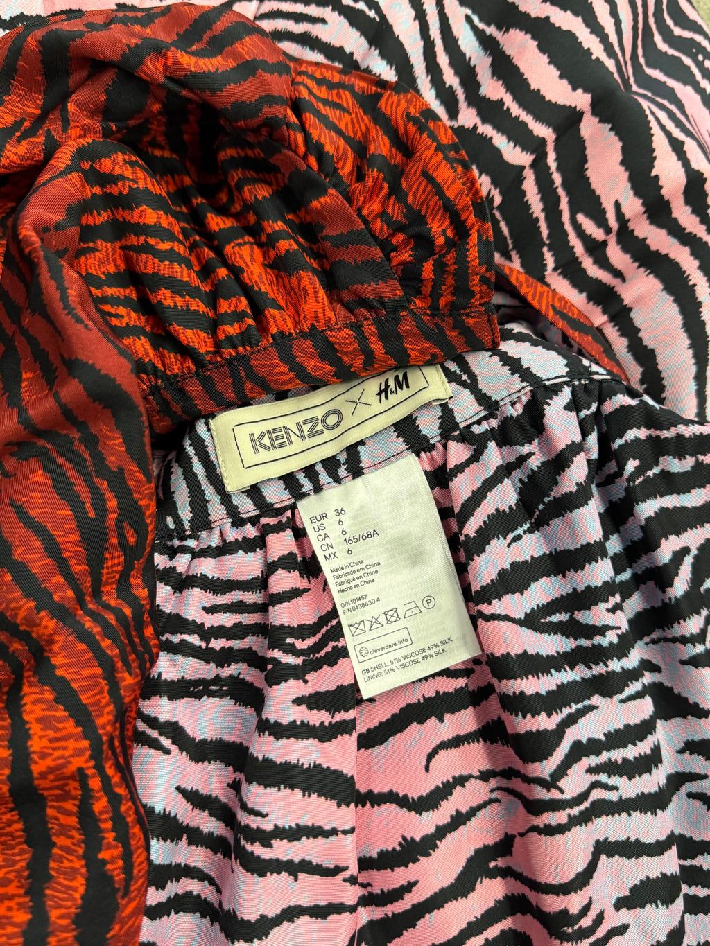 Kenzo x H&M Ruffled Reversible Zebra Print Skirt  - S