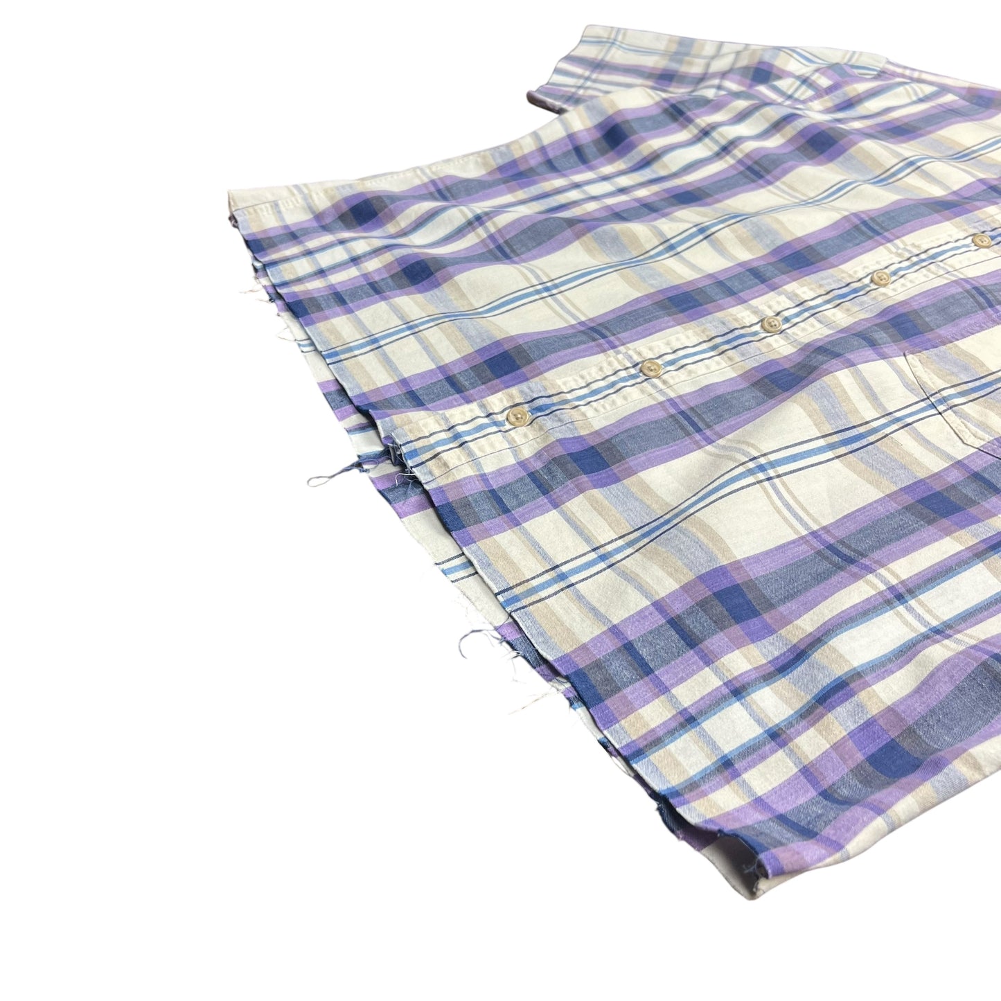 Eddie Bauer Purple Plaid Cropped Button-up Shirt - L