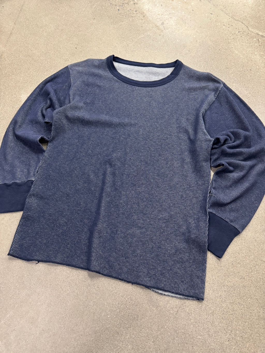 Blank Waffle-Knit Long Sleeve Thermal Shirt - L