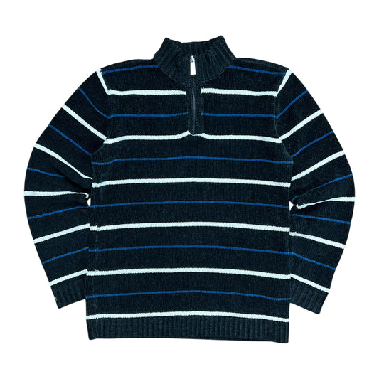 Point Zero Black & Blue Striped Sweater - M