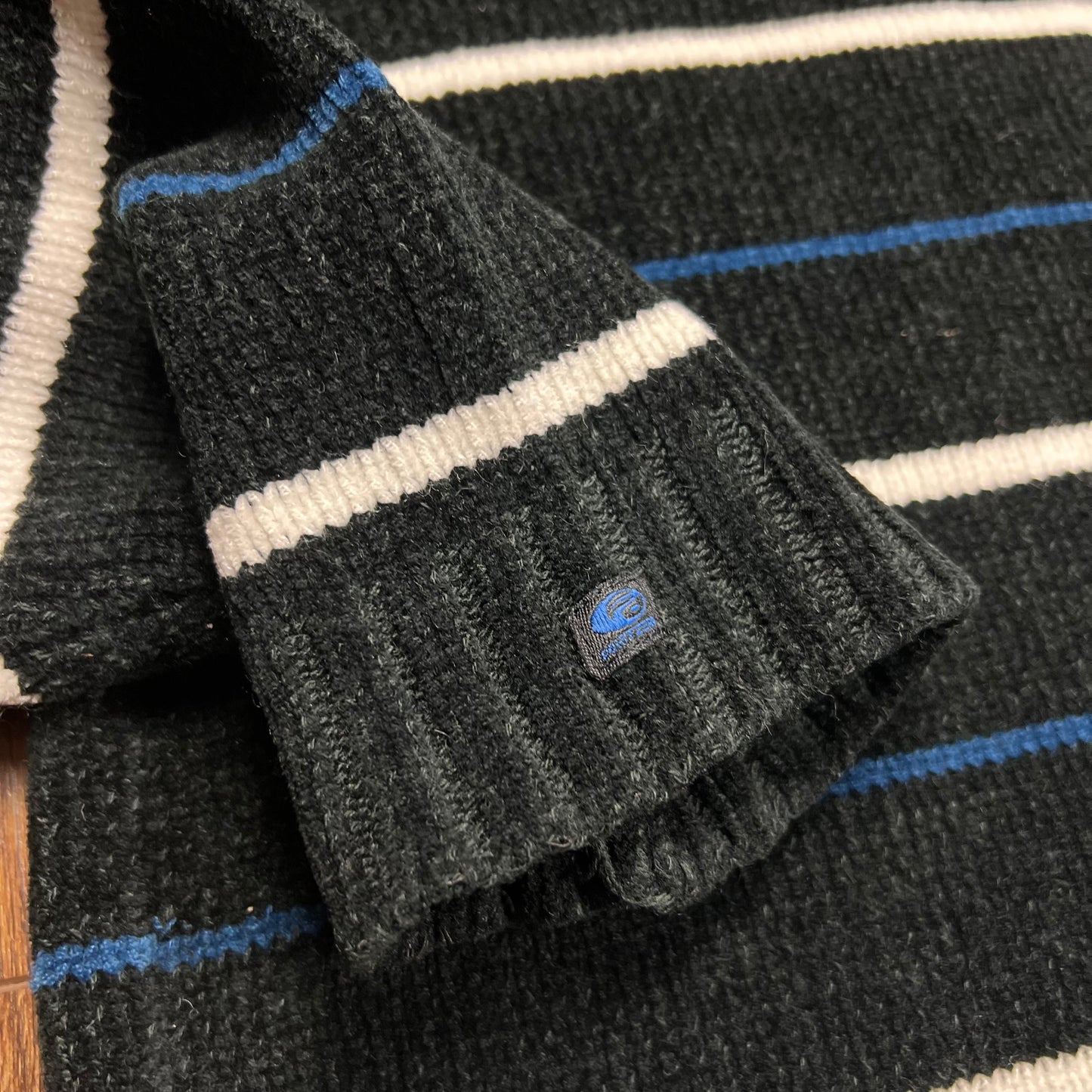 Point Zero Black & Blue Striped Sweater - M