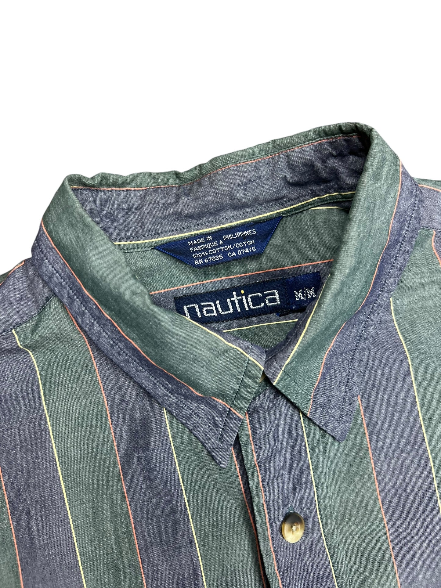 Nautica Faded Green & Purple Button-up Shirt - L