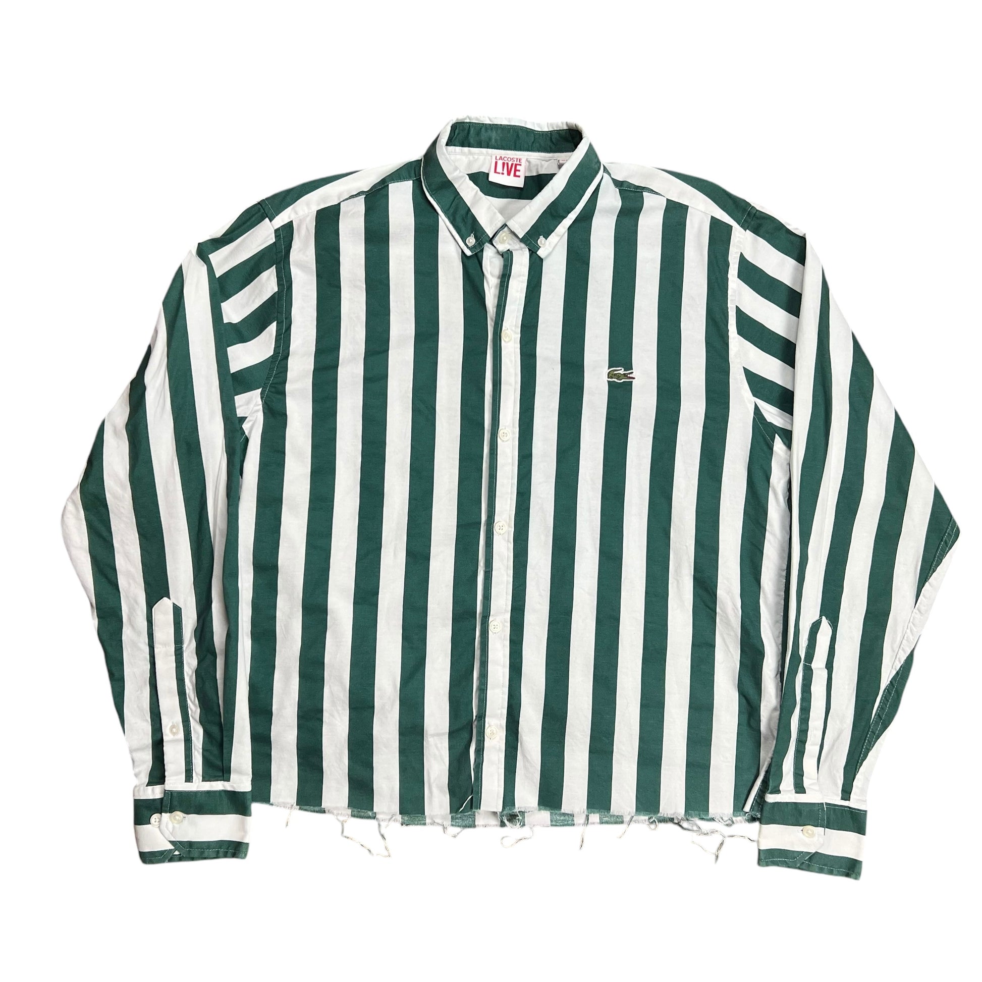 Lacoste LIVE Green Striped Button-up Shirt L