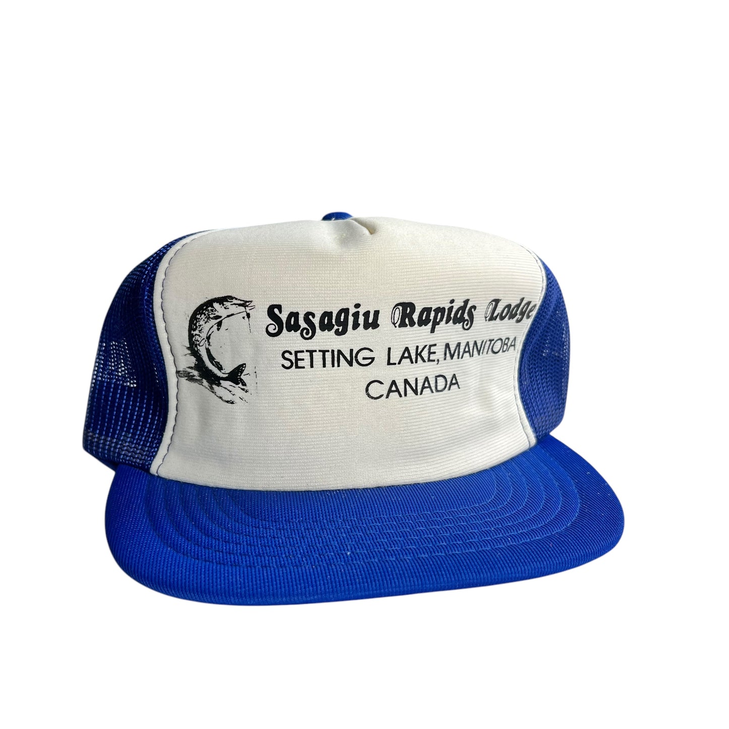 Blue & White Sasagiu Rapids Fishing Trucker Hat