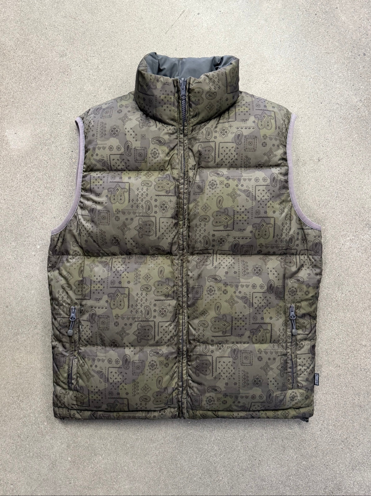 Stussy Paisley Reversible Down Puffer Vest - M