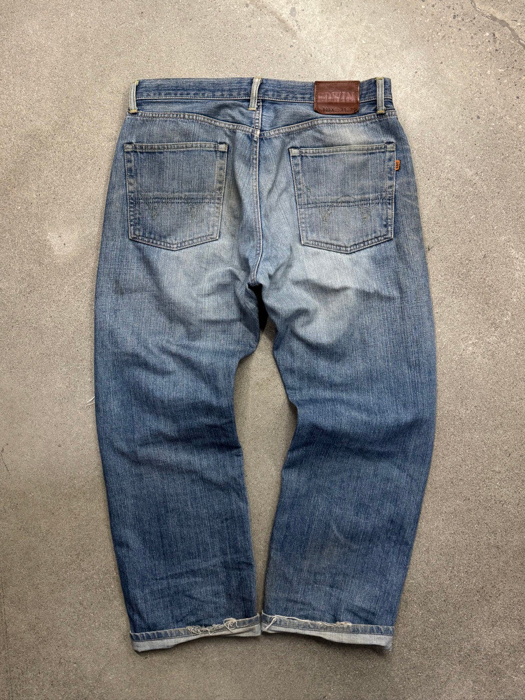 Faded & Distressed Edwin 505X Selvedge Jeans - 34"