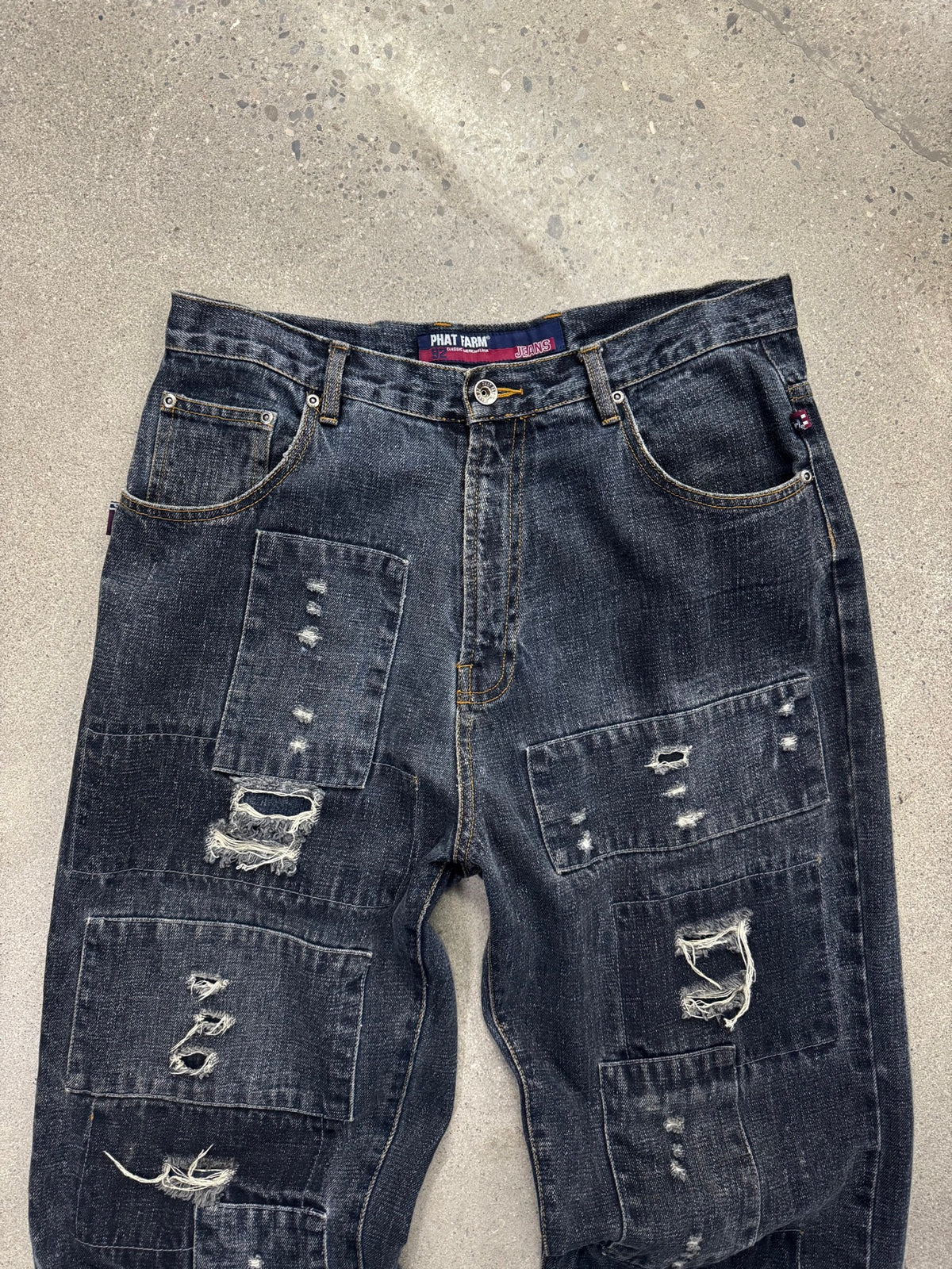 Phat Farm Distressed Patchwork Jeans - 34"