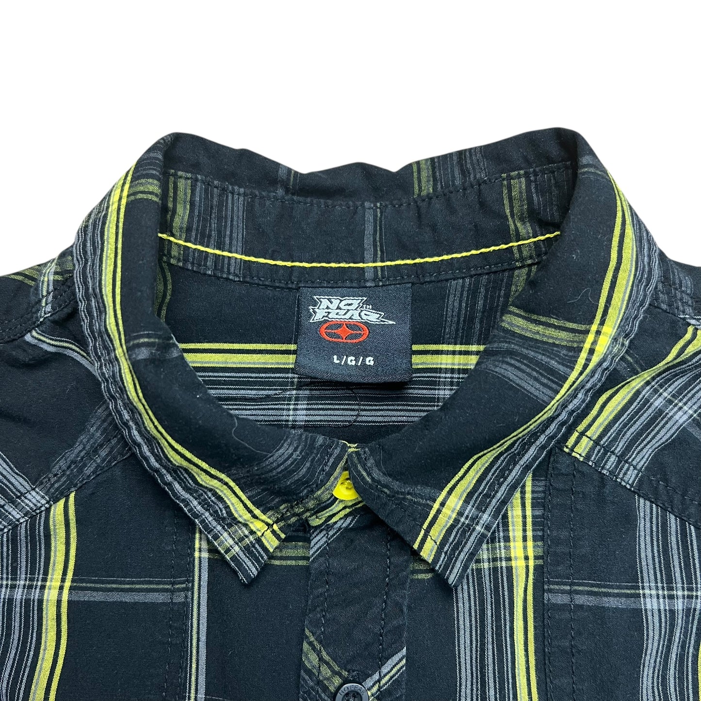 No Fear Plaid Black & Yellow Button-up Shirt - L