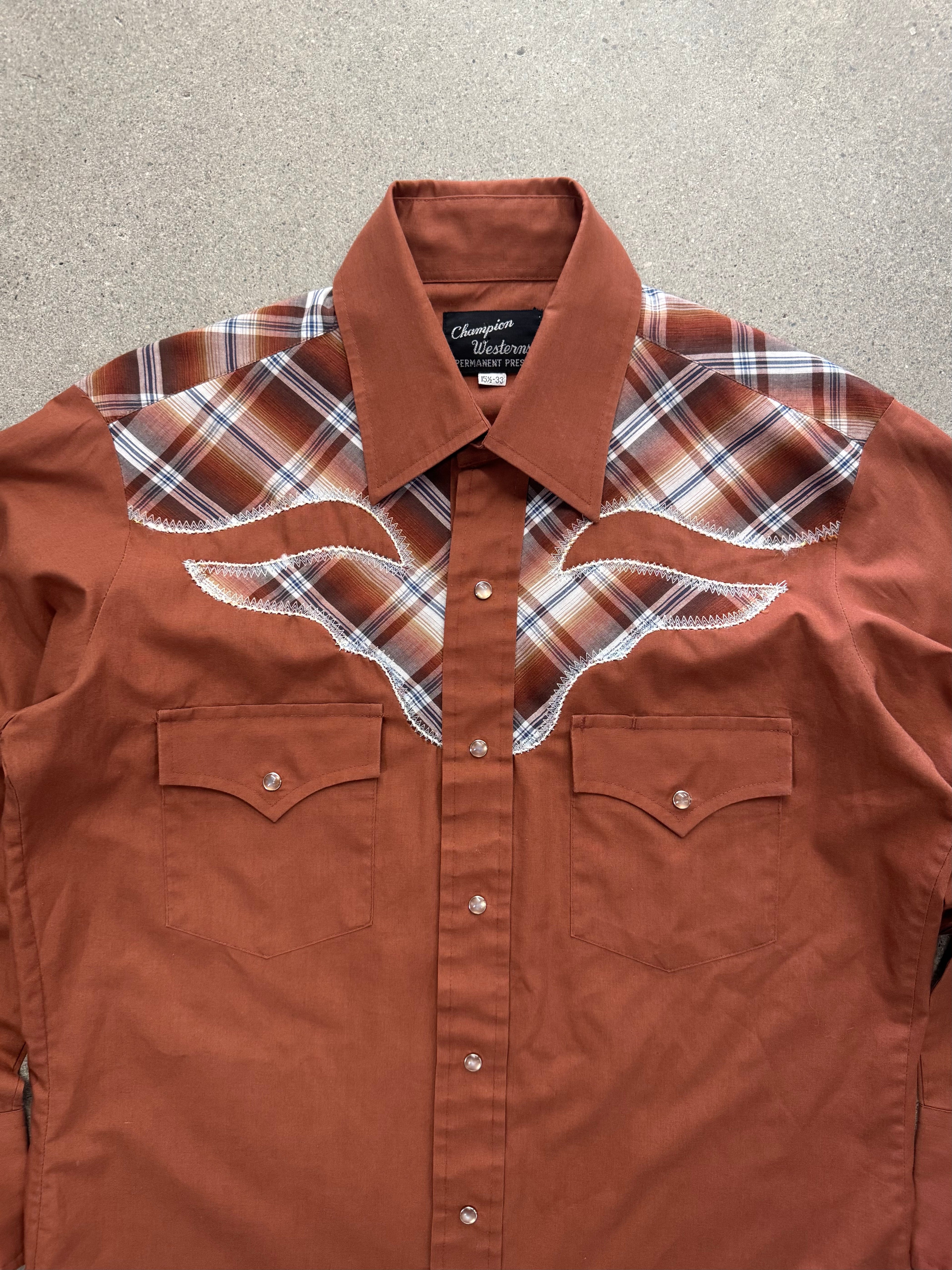 Champion Western Pearl Snap Button-Up Cowboy Shirt - L