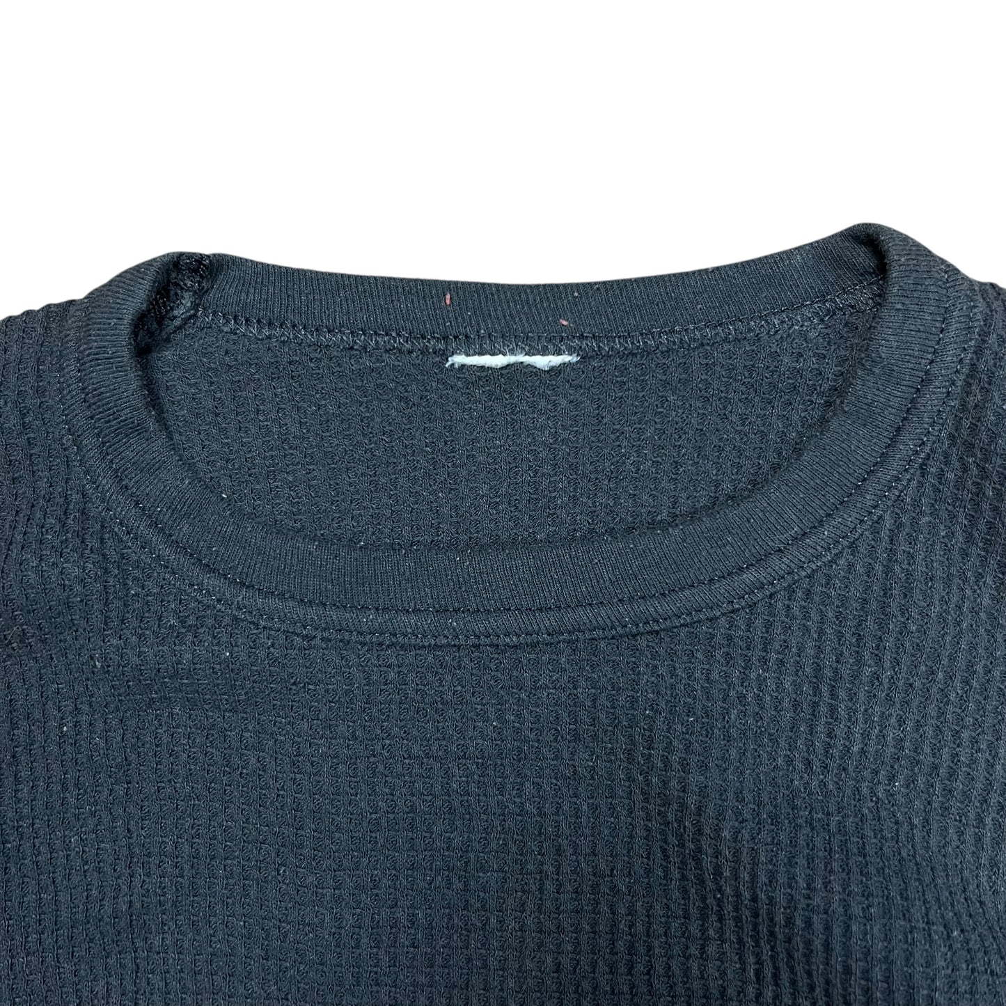 Black Waffle-Knit Thermal Undershirt - S