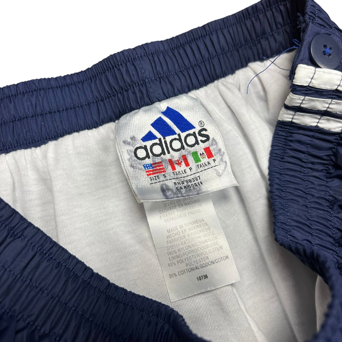 Adidas Navy Nylon Lined Track Pants - S