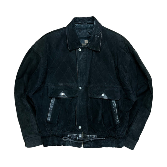 Byrnes & Baker Black Leather Bomber Jacket - M
