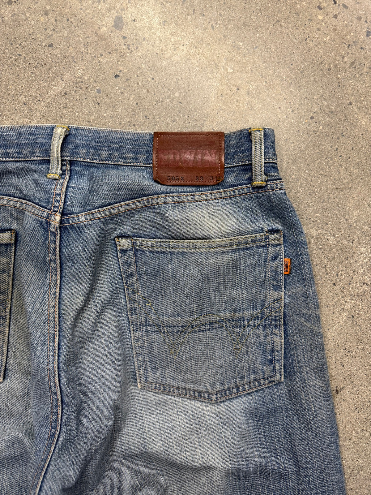 Faded & Distressed Edwin 505X Selvedge Jeans - 34"