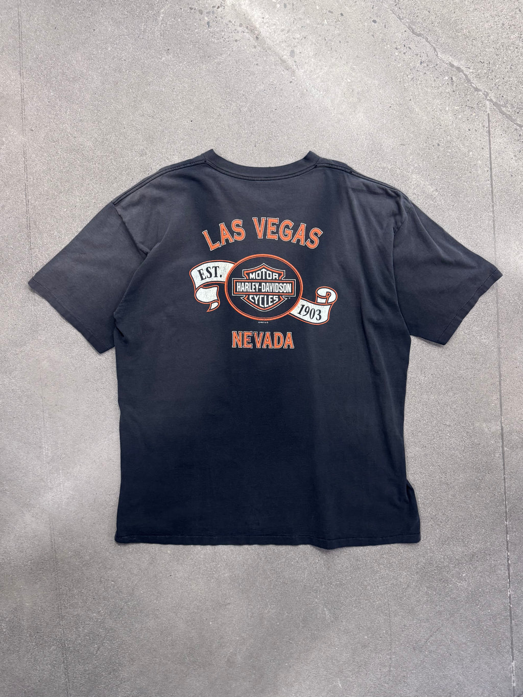 Ausgebleichtes 1995 Harley-Davidson Las Vegas Nevada Pocket T-Shirt – XXL