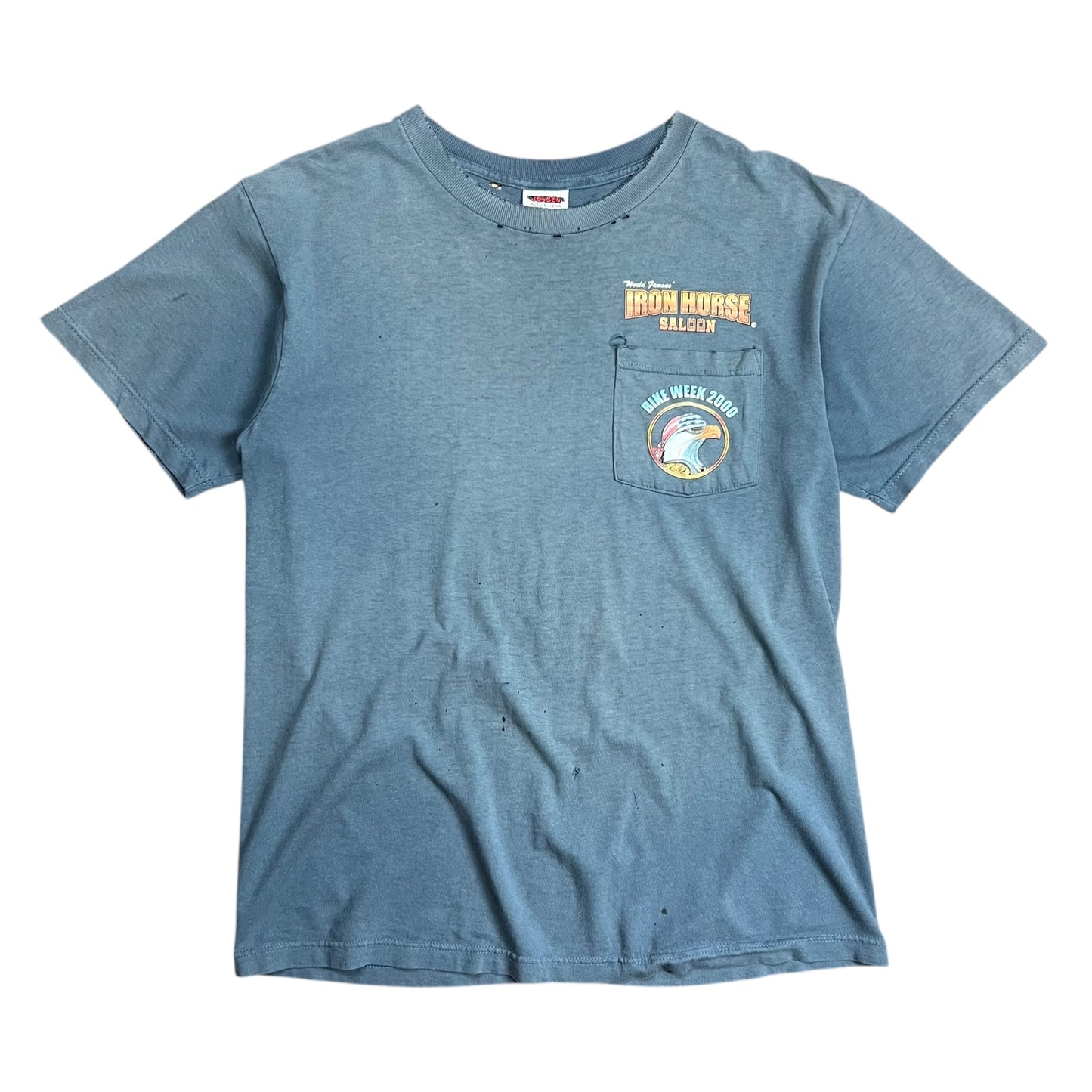 2000 Faded Iron Horse Bike Week Pocket T-shirt - L