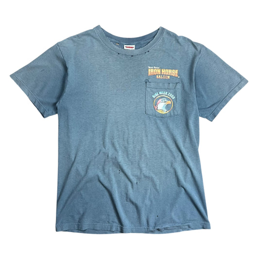 2000 Faded Iron Horse Bike Week Pocket T-shirt - L