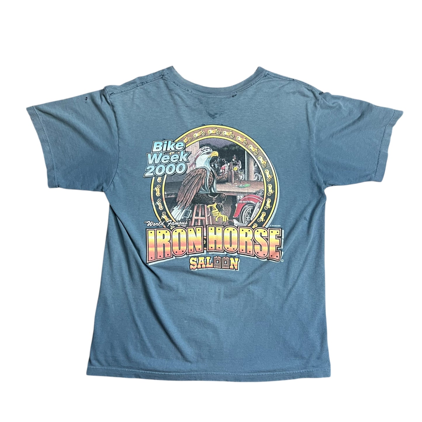 2000 Faded Iron Horse Bike Week Pocket T-shirt - L