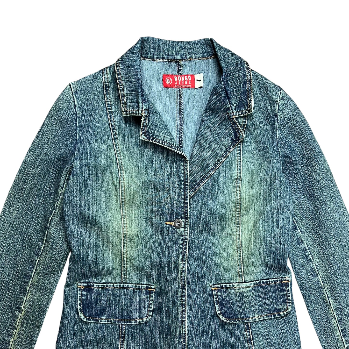 Bongo Jeans Faded Dirty Wash Denim Jacket - M