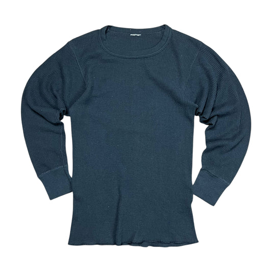 Black Waffle-Knit Thermal Undershirt - S