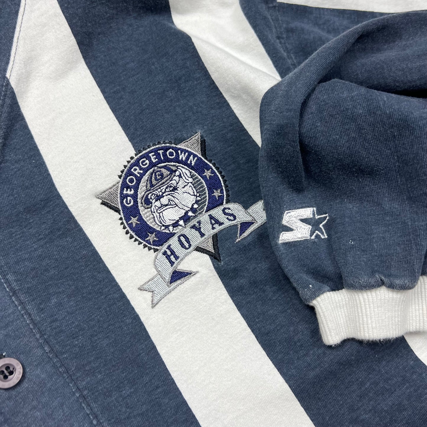 Starter Georgetown Hoyas Striped Long-sleeve Shirt - L