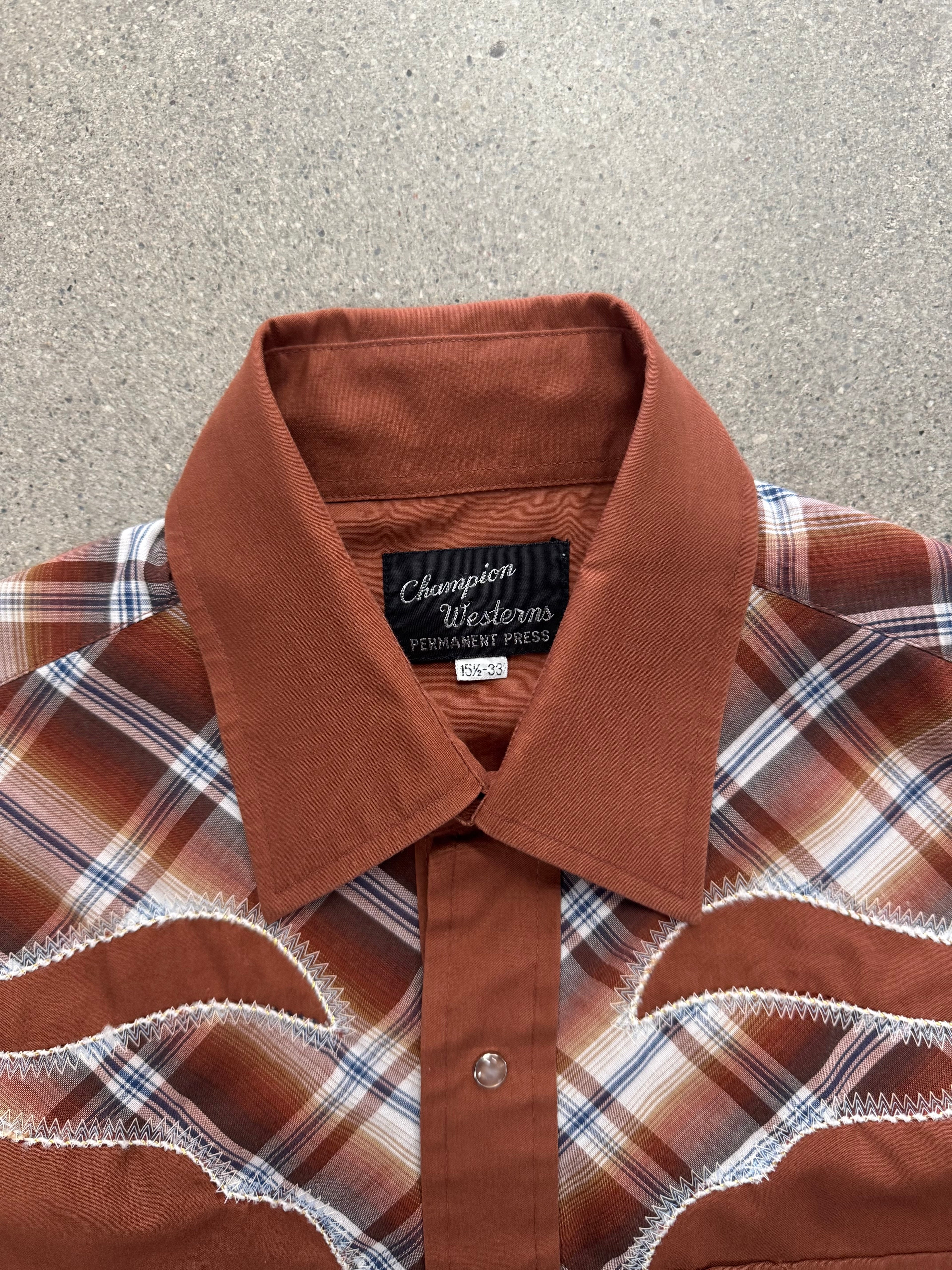 Champion Western Pearl Snap Button-Up Cowboy Shirt - L