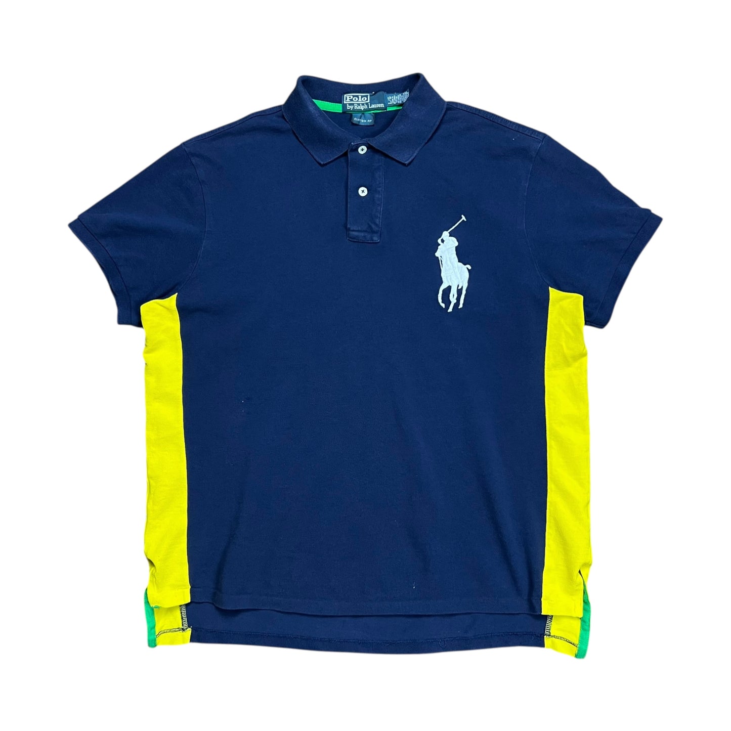 Polo Ralph Lauren Navy & Yellow Big Pony Polo Shirt - L