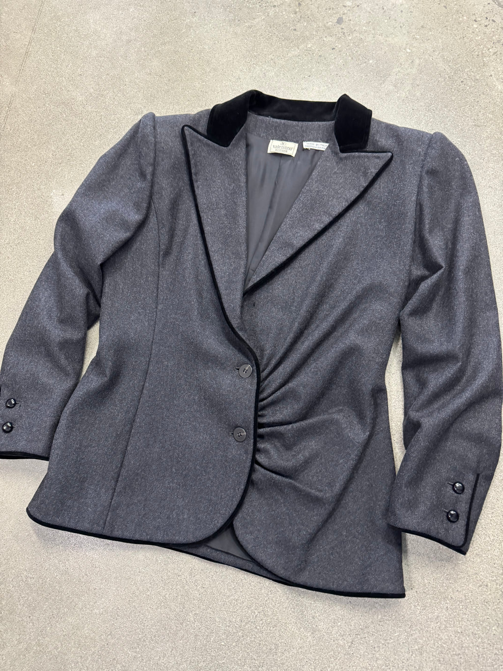 Valentino Boutique Velvet-Trimmed Blazer - M