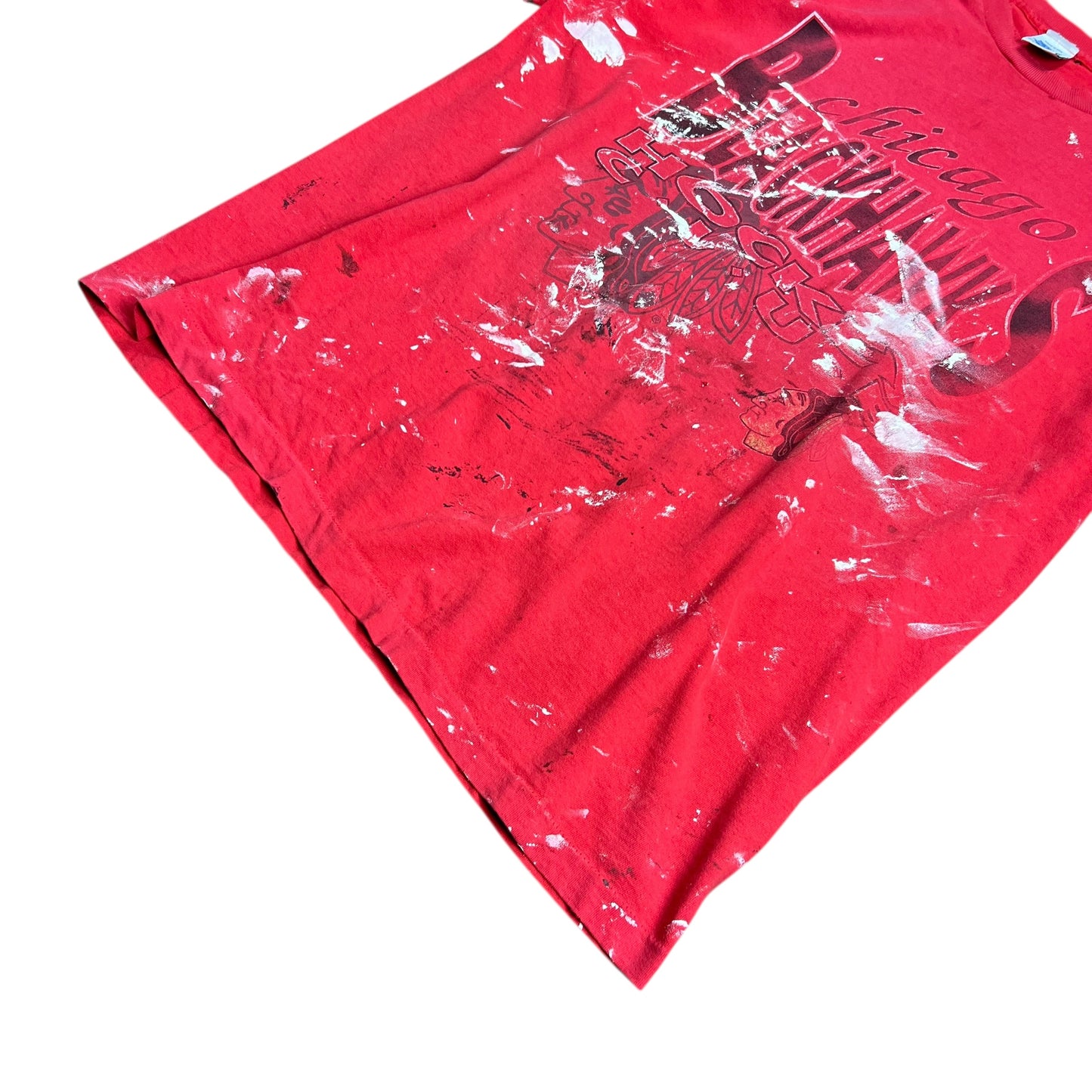 Salem Chicago Blackhawks Paint Splattered T-shirt - XL